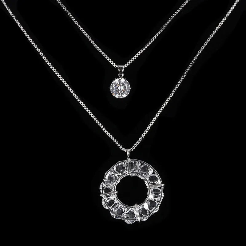 Fashion Crystal Necklace Silver Color font b Box b font Chain font b Big b font