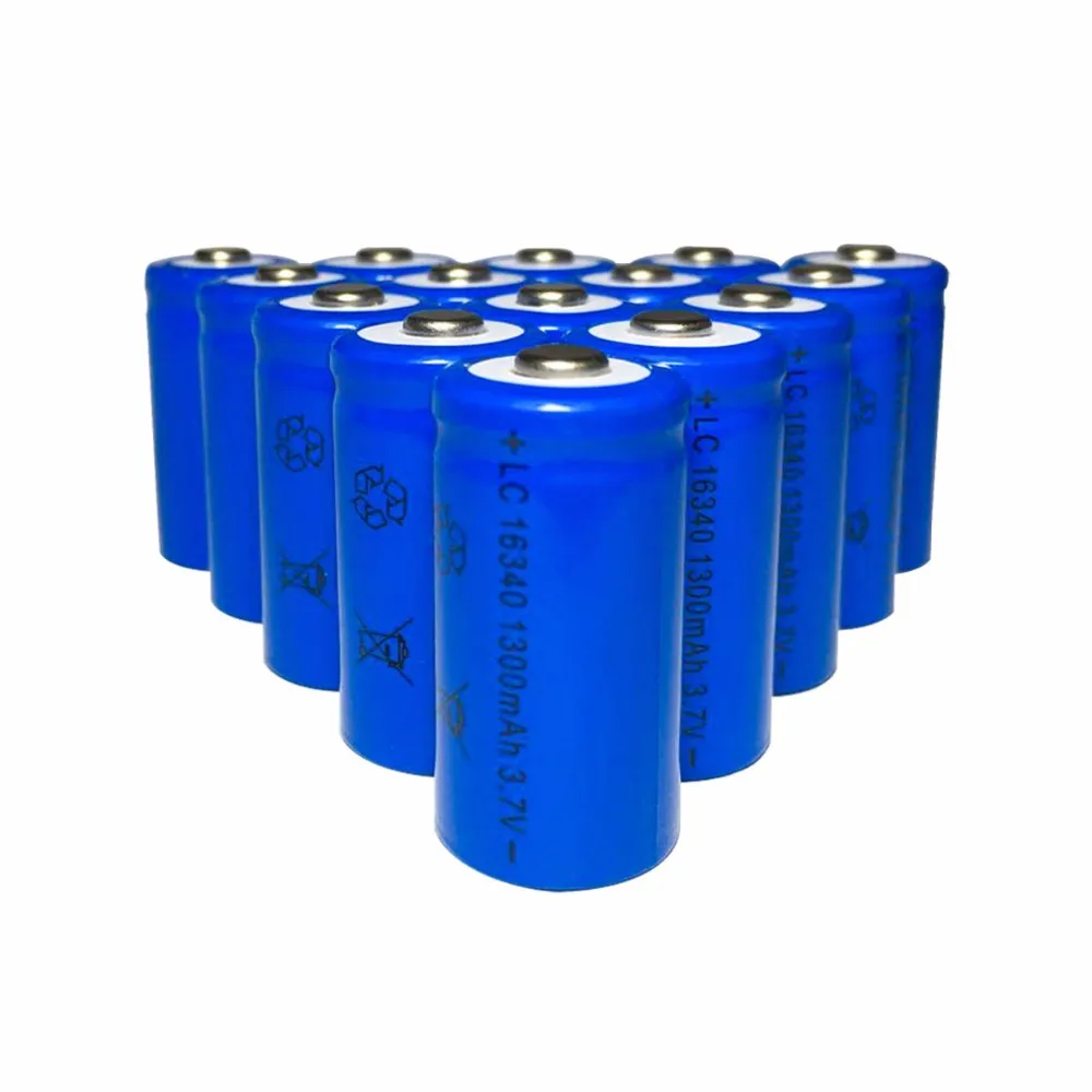

TBUOTZO 2PCS 3.7V 16340 1300mAh 3.7V Li-ion Rechargeable Batteries Lithium Cell for Led Headlamps Flashlight Toys Top Head