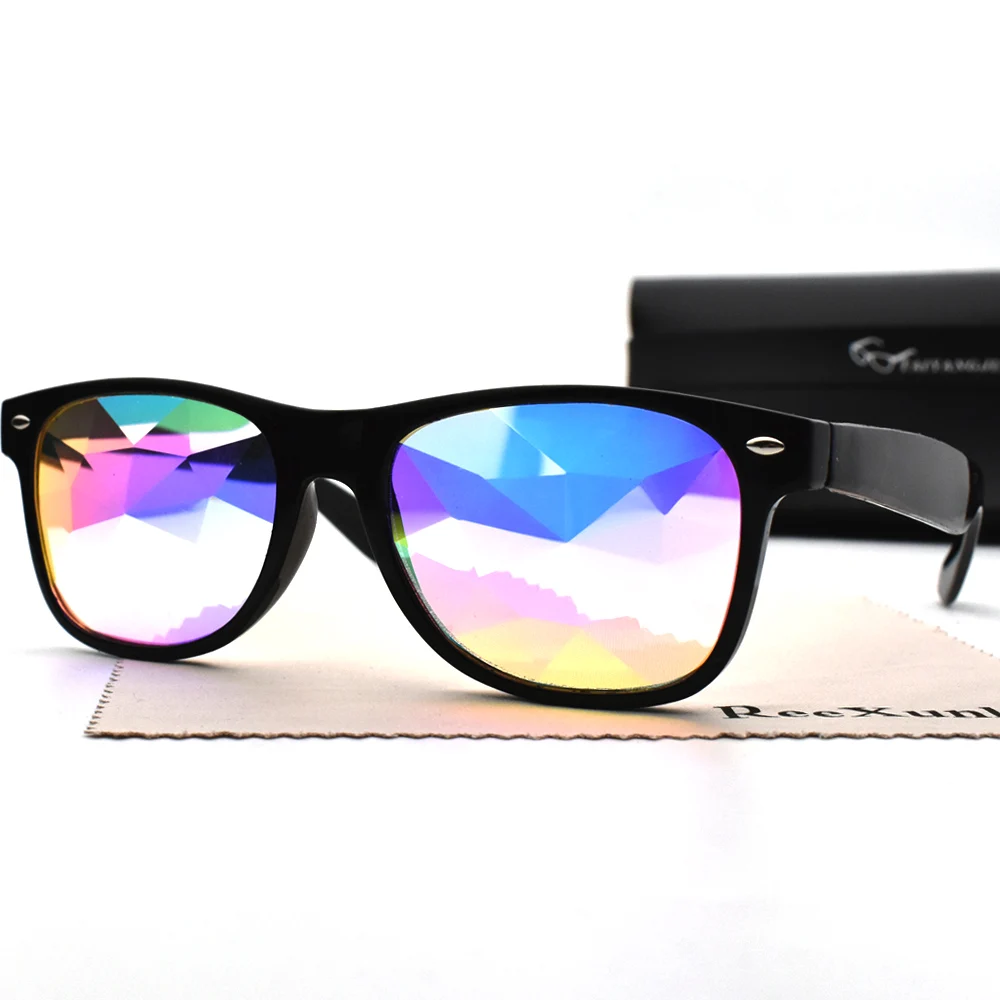 

Fashion Rainbow Square Kaleidoscope Glasses Sunglasses Women Men EDM Light Diffraction Futuristic Glasses Rave Festival Gifts