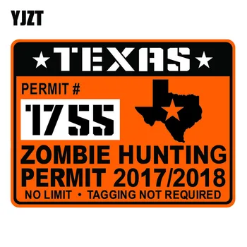 

YJZT 15x11.2cm Texas ZOMBIE Hunting Permit Hard Hat Decal Car Door Decor Sticker C1-8030