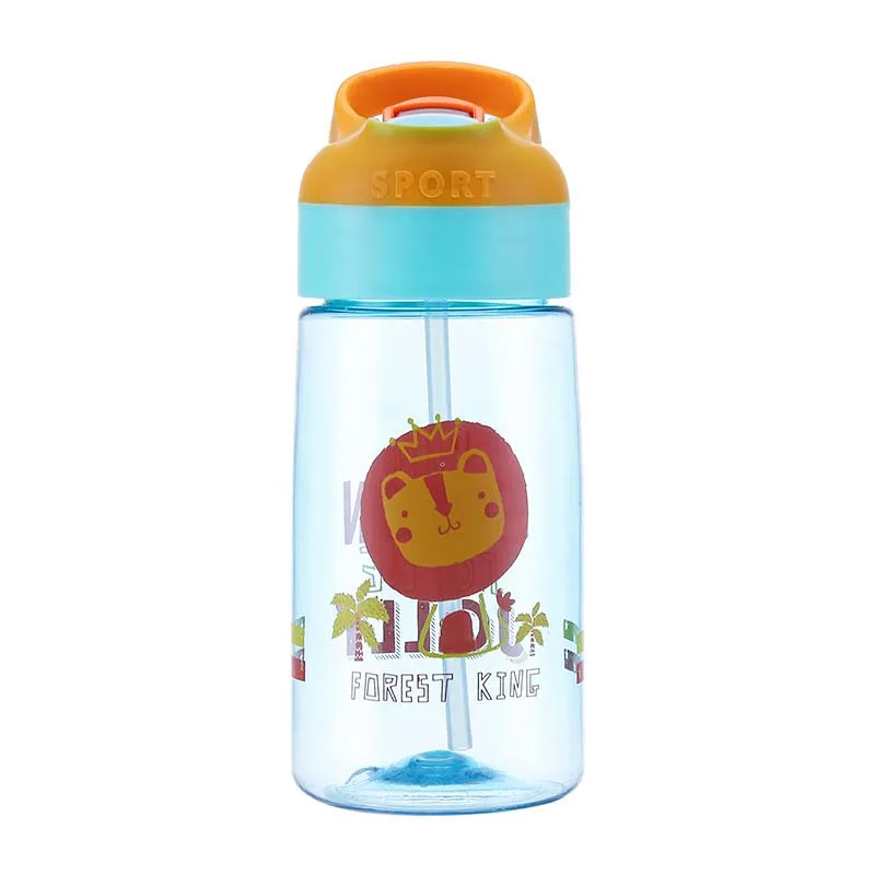 480 мл Спортивная бутылка для воды детская бутылка для воды бутылки для воды в соломе Bpa бесплатно без ФТАЛАТА Тритан детская бутылка для лимона - Цвет: Blue Lion