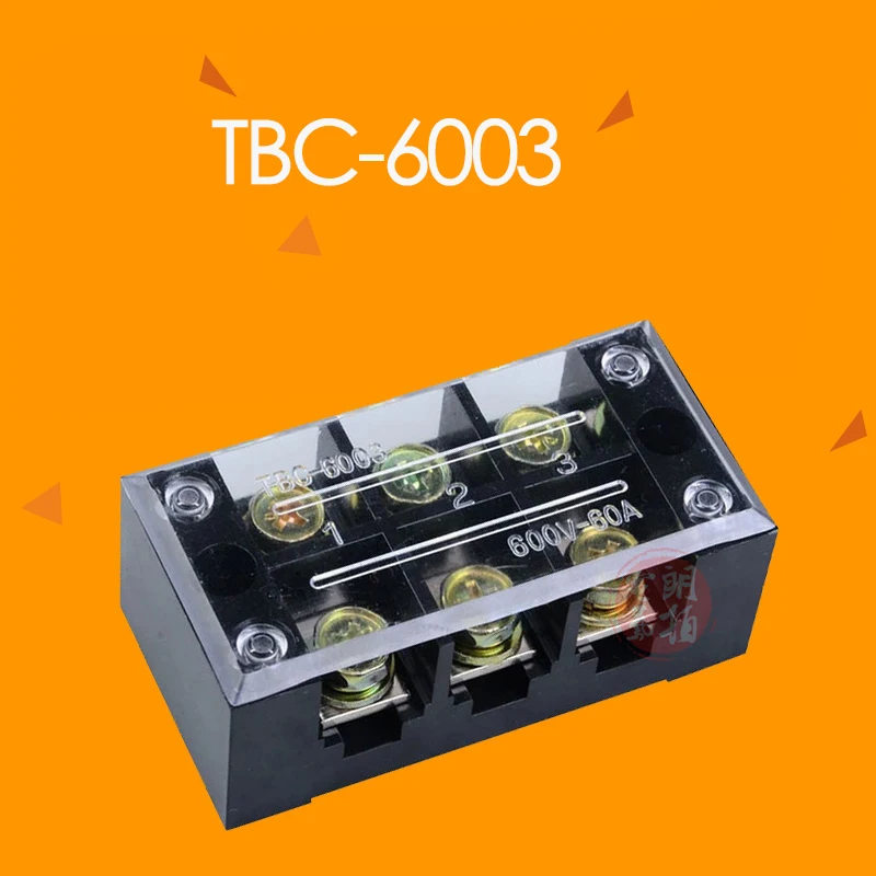 

TBC-603 60A 3P 6 screws connector terminal block board wire wiring connectors fixed terminals pin line 3 poles 0.5-6MM2