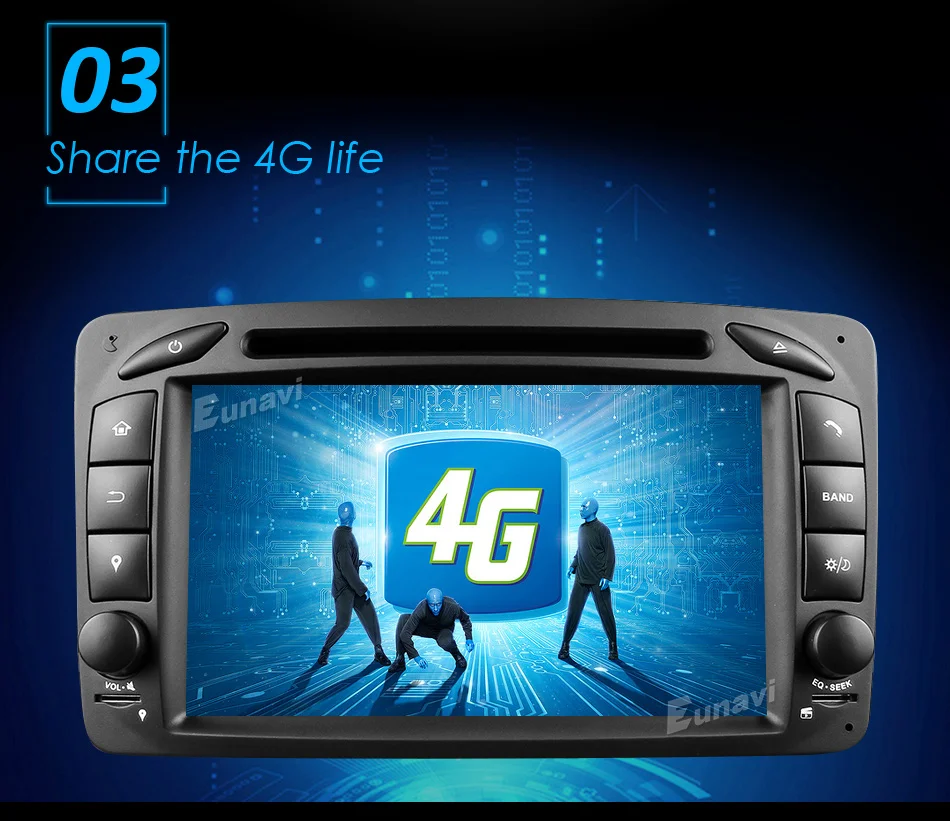 Best Eunavi 7" 2 Din 1024*600 HD Octa Core 4GB 32GB Android 8.0 Car DVD GPS For Benz C-Class W203 W209 G-Class W463 A Class W168 Vito 3