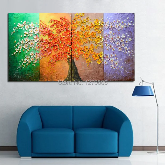 

Oil painting On Canvas Wall Pictures Paintings For Living Room Wall multi Panel Canvas Wall Art Palette Knife Hand Painted Tree