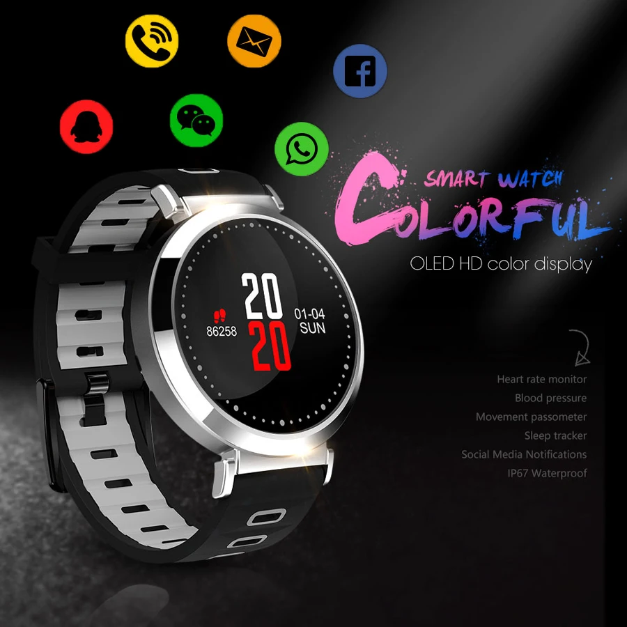 

Digital Smart Watch Waterproof Silicone Strap Colorful UI Screen Bluetooth Sport Watch Heart Rate Blood Pressure Smart Bracelet