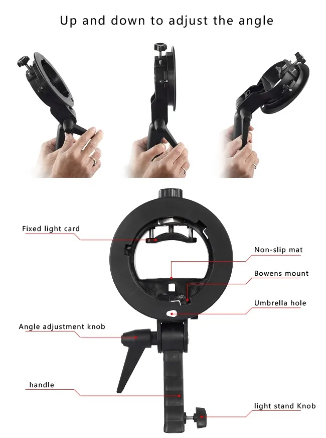 S-образный кронштейн держатель с креплением Bowens для вспышки Speedlite Snoot софтбокс красота блюдо Отражатель Зонтик