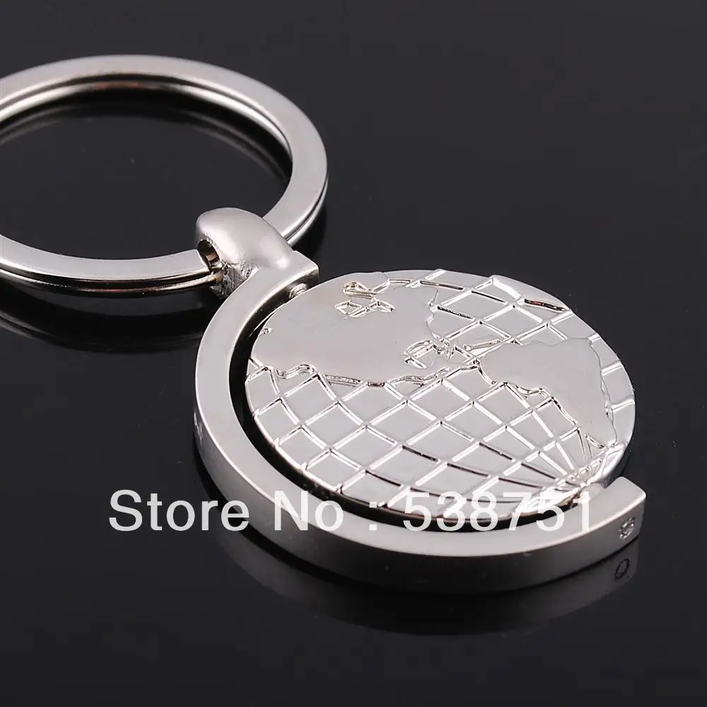 

FREE SHIPPING by FEDEX 100pcs/lot 2016 metal zinc alloy globe keychain round keyring