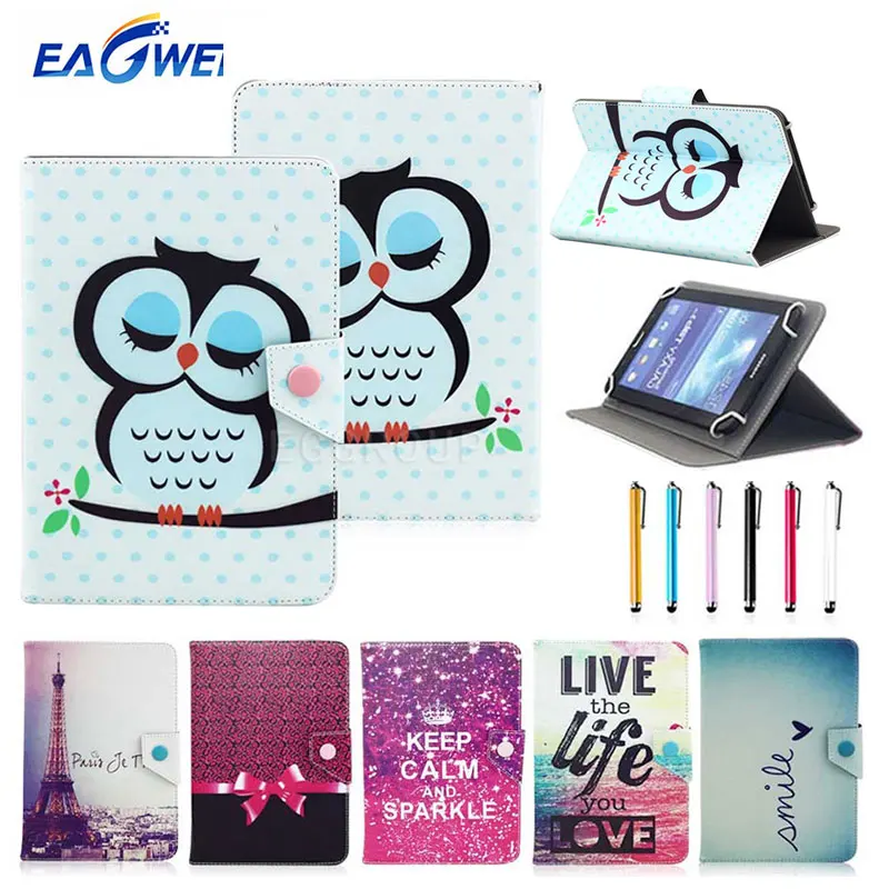 Universal PU Leather 7 inch Tablet Case Fashion Printed Flip Case Stand