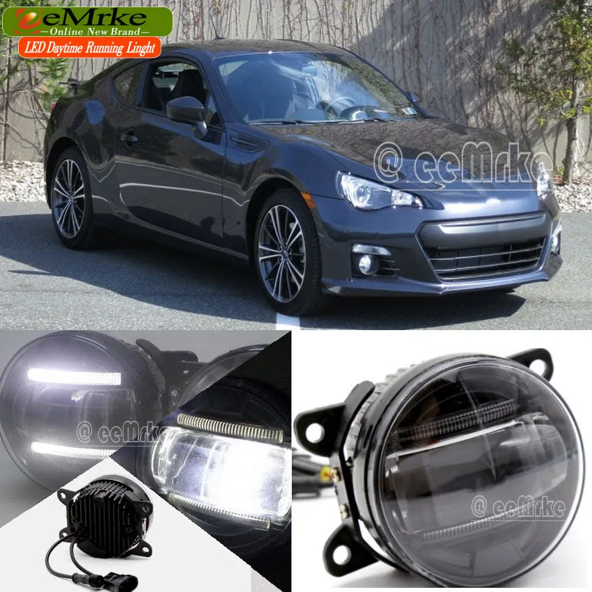 

eeMrke Car Styling Led DRL For Subaru BRZ 2013 2014 2015 2 in 1 LED Fog Lights Lamp With Q5 Lens Daytime Running Lights