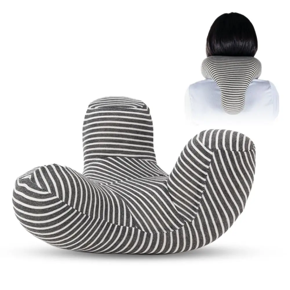 Multifunctional Sleeping Stripe Pillow U shaped Nap Pillow Travel Neck