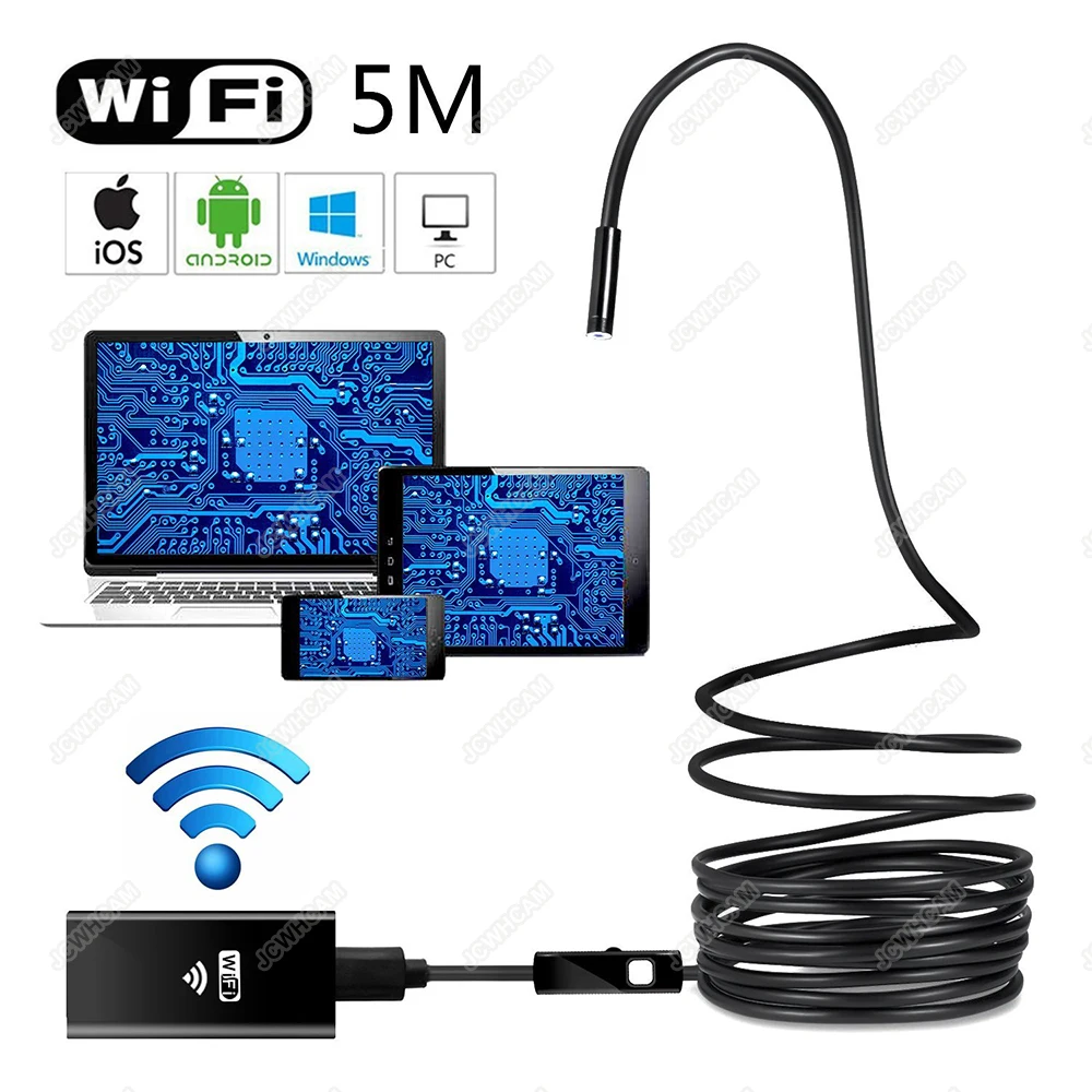 8 мм Объектив Wifi Android Мини эндоскоп камера 1 м 2 3 5 Водонепроницаемая Змея Труба