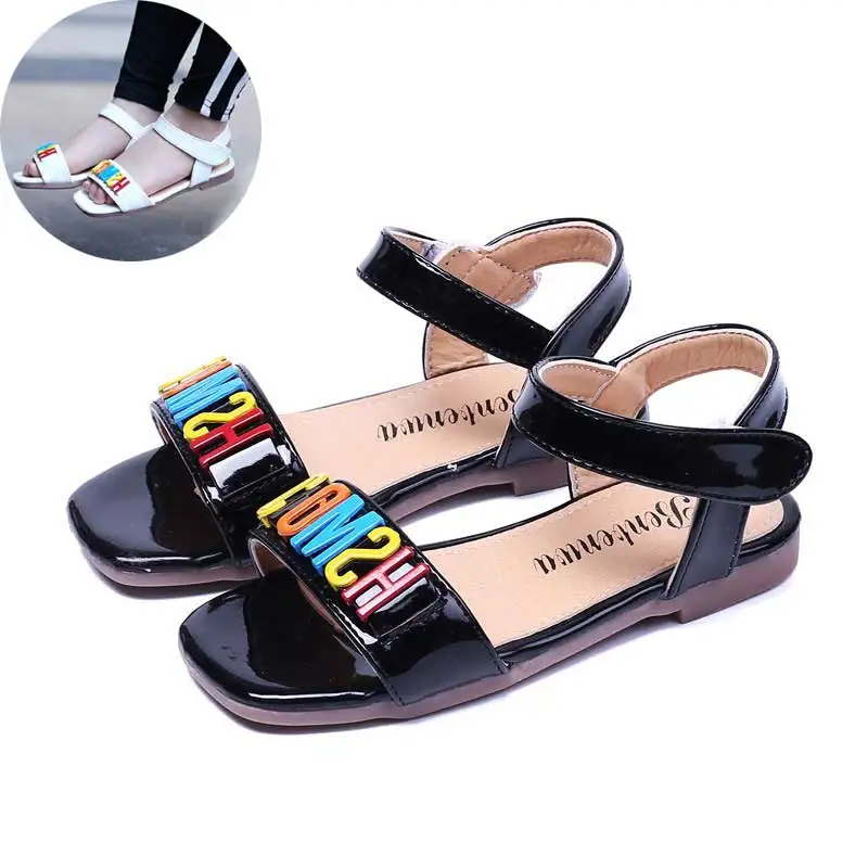 

New Girls PU Sandals 2019 Summer Kids Shoes Toddler Sandal Fashion Letter Peep Toe Girls Sandals Children Princess Shoes #13