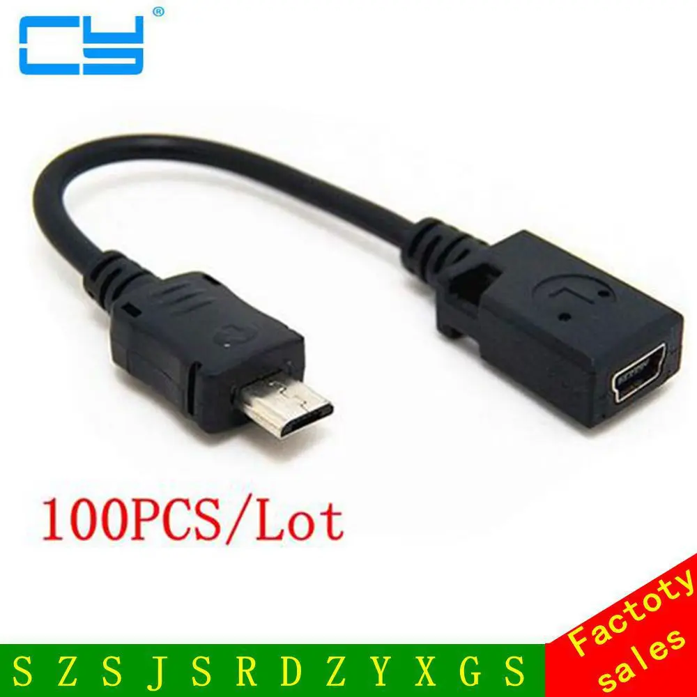 

100 шт./лот Micro USB штекер на Mini USB разъем для синхронизации данных зарядное устройство кабель Micro на Mini короткий провод