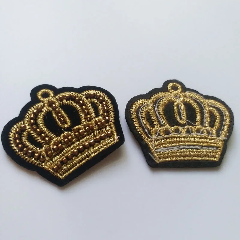 2 шт./компл. 3d золотая корона нашивки со стразами и бисером для Костюмы пришить блесток аппликация декоративной аппликации для сумок шапка пальто