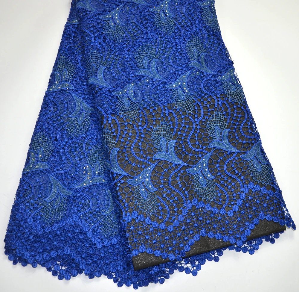 

Latest Excellent high quality Royal blue Guipure lace fabrics For Women Bridals Tradtional wedding lace fabrics