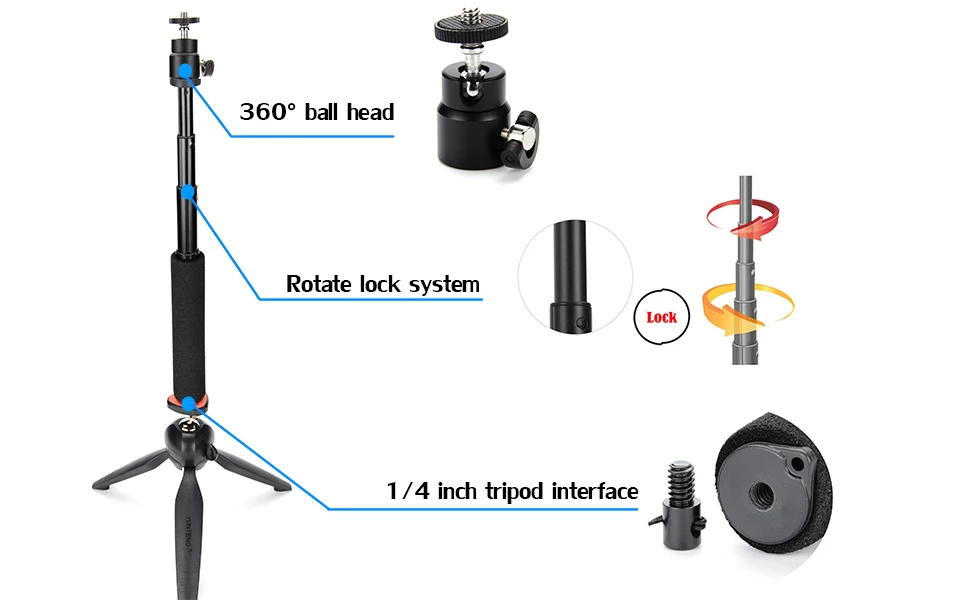 Handheld Extendable Monopod телескопический шест селфи палка ручной стабилизатор для экшн-камеры Gopro Hero 7 4 3 спортивной экшн-камеры Xiaomi Yi SJCAM SJ4000 SJ5000 SJ7000 экшн Камера