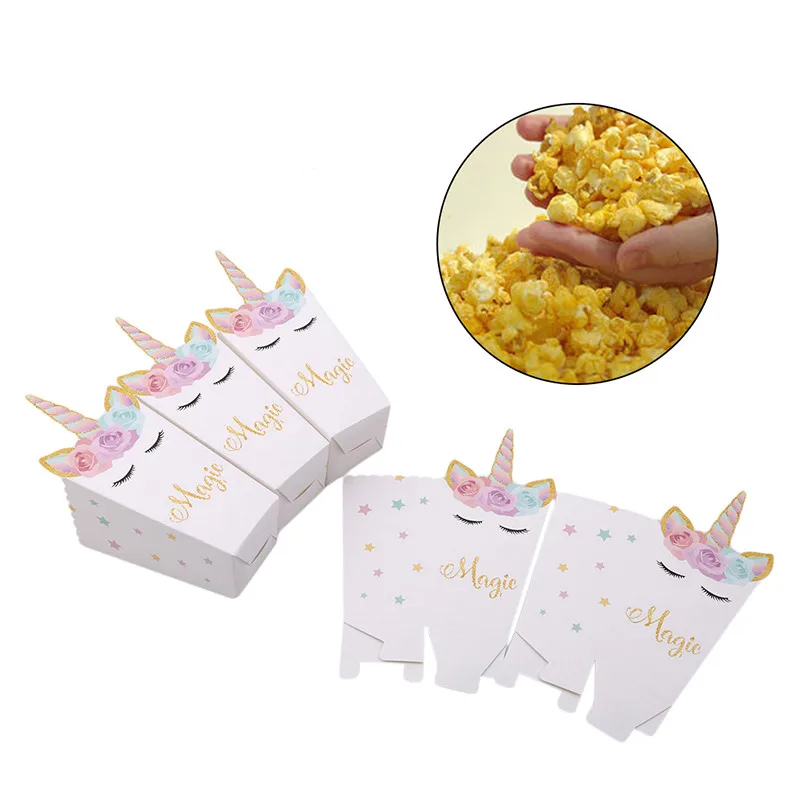 

12 Pcs/set Unicorn Cute Popcorn Box Party Supply Case Gift Box Favor Accessory Kids Birthday Wedding Party Supplies