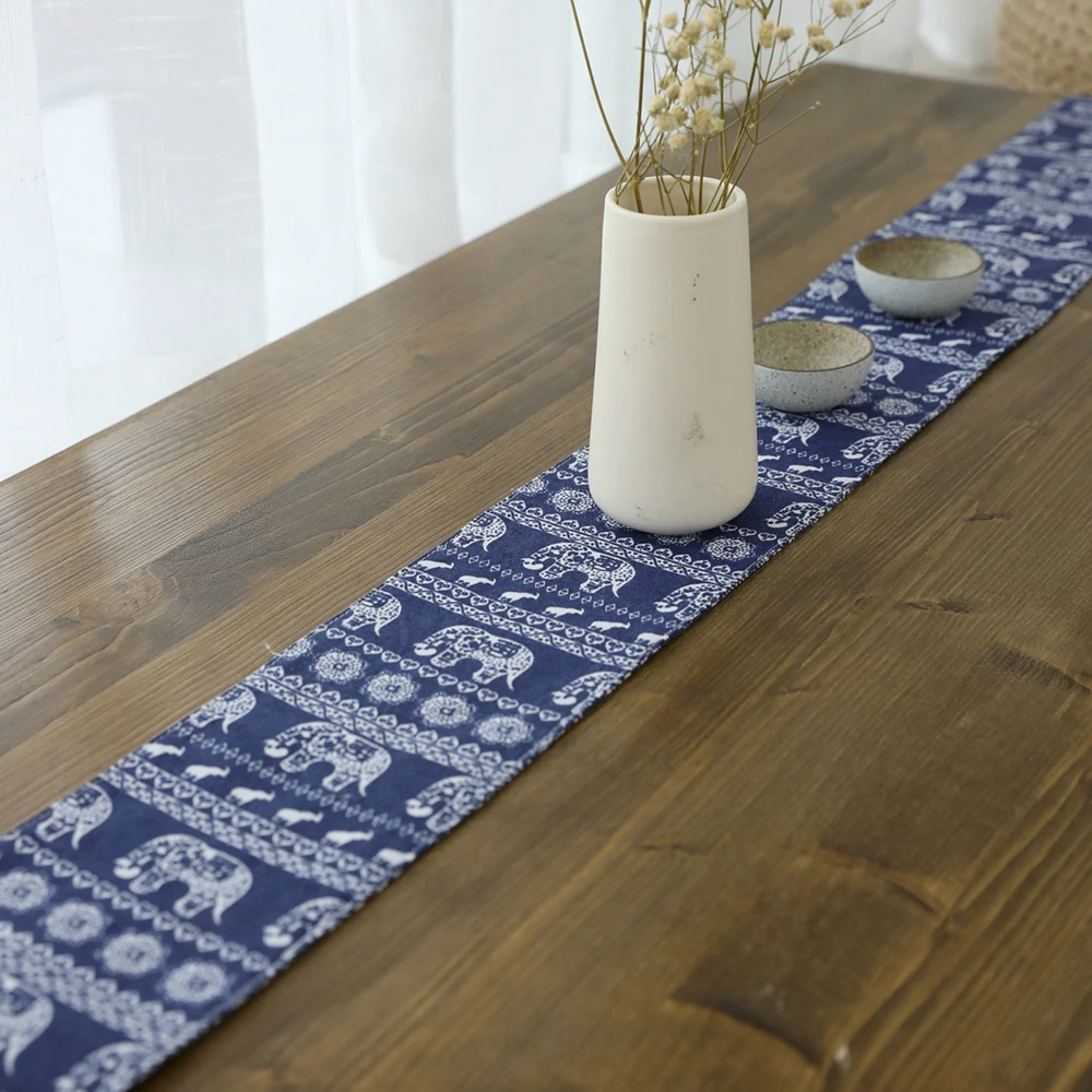

Lychee Blue Elephant Pattern Table Runner Creative Simple Table Runner For Wedding Party Home
