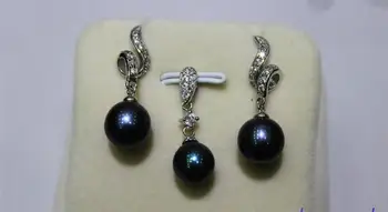 

Black fresh water pearl Earring 8-9mm set Alloy "Handmade"