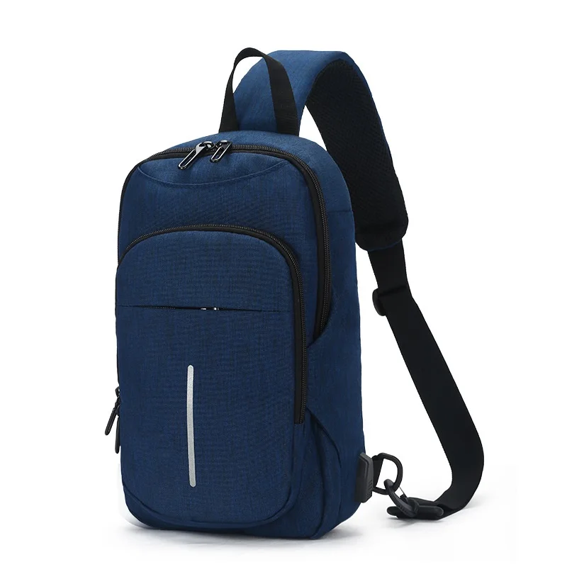 OZUKO, зарядка через usb, нагрудная сумка, новинка, мужские сумки-мессенджеры, Оксфорд, водоотталкивающая сумка на плечо, модная мужская 9," сумка через плечо - Цвет: Blue