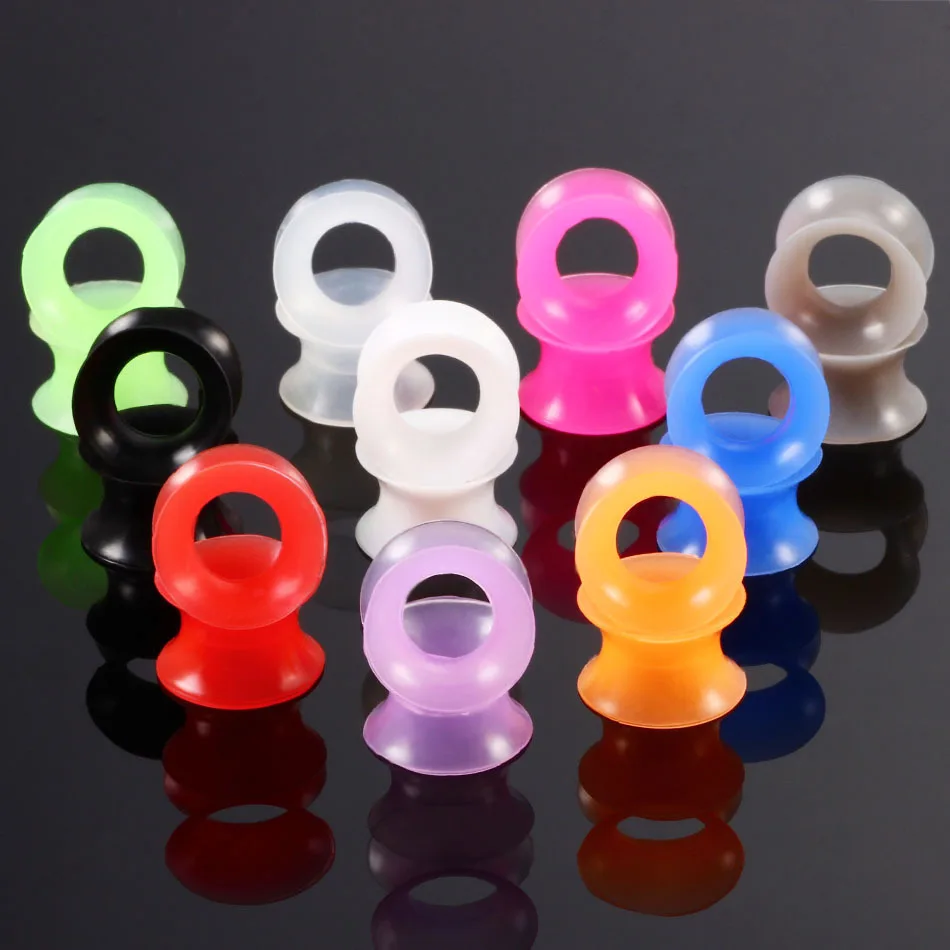 Wholesales 10Pairs/Lot Ear Plugs Tunnels Silicone Flesh Tunnels Ear