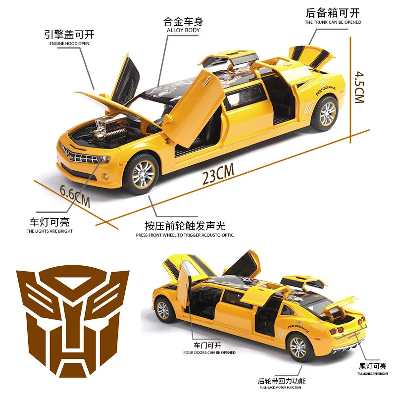 1/32 Расширенный Camero DieCasts с 6 дверями/окнами оплеиваемый сплав игрушки автомобиля