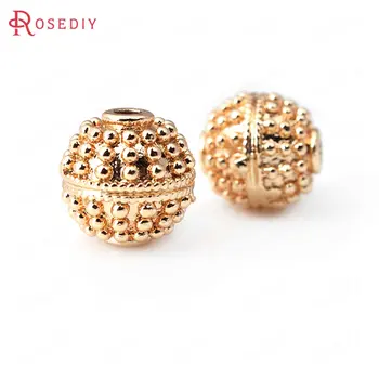 

(32004-G)10PCS 10MM hole 2MM 24K Champagne Gold Color Brass Round Bracelets Spacer Beads Jewelry Making Supplies Diy Findings