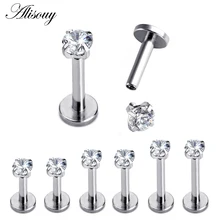 1pc prata cor labret lábio anel zircão anodizado internamente rosqueado pino monroe 16g tragus hélice orelha piercing brinco feminino