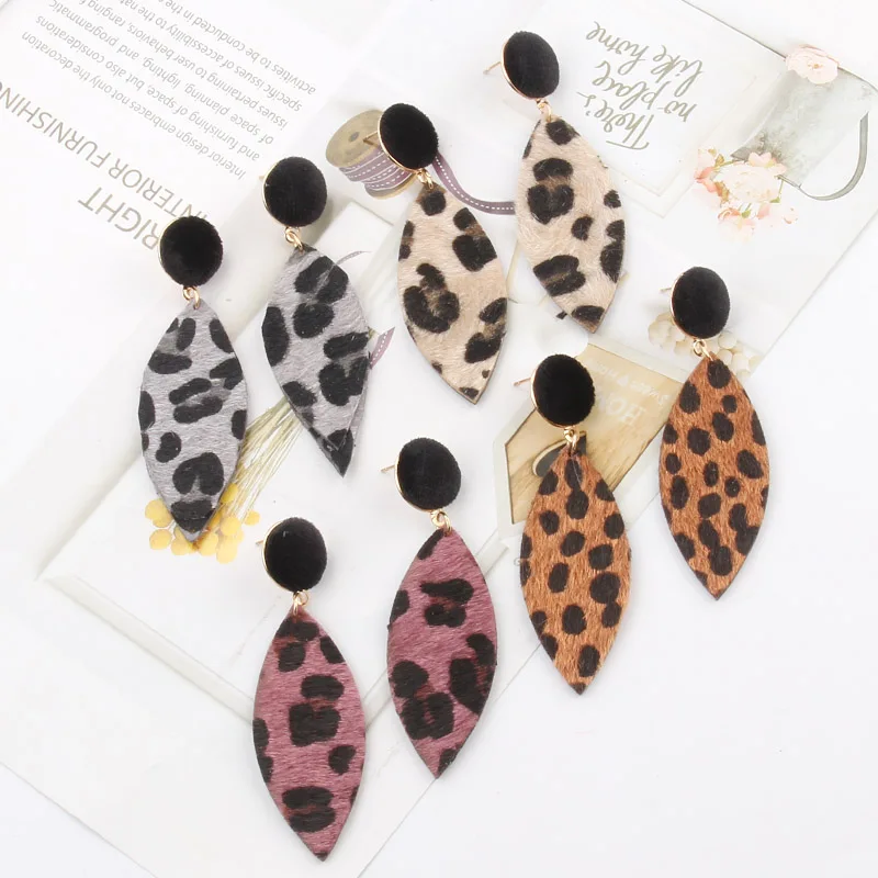 

Leopard Drop Dangle Earrings Female Gold Color Geometric Round Statement Earring For Women Fashion Christmas gifts 2019