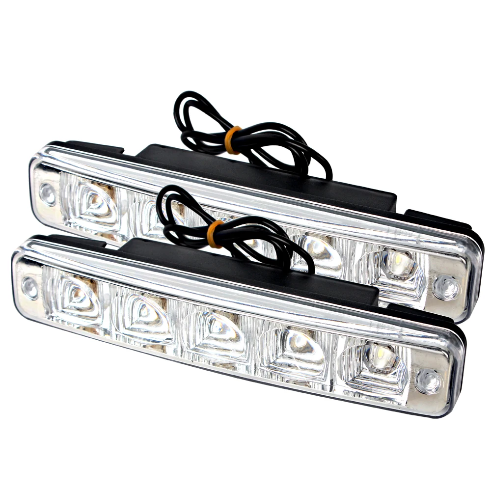 LEEPEE Дневной светильник внешнее освещение 5 светодиодов DRL Дневной ходовой светильник автомобильный светильник s водонепроницаемый универсальный автомобильный Стайлинг