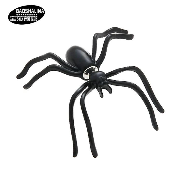 

Black spider earrings personality double-sided front and rear earrings puncture funny alternative Halloween jewelry
