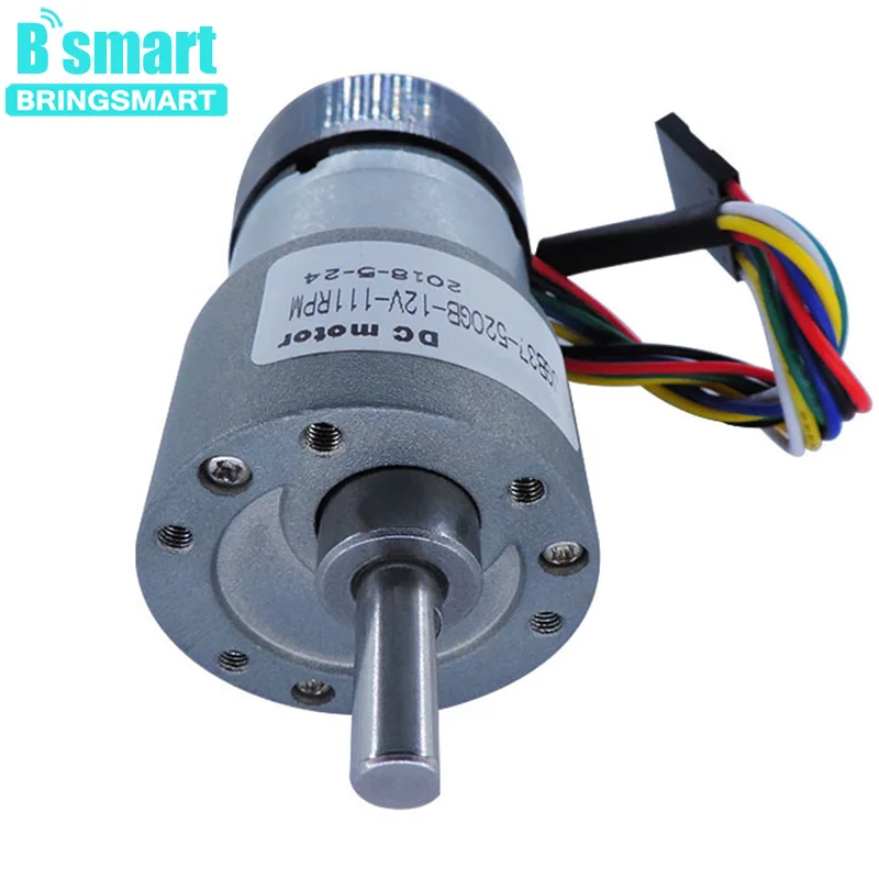 

Bringsmart DC Motor 12V Hall Encoder Dustproof Motors Encoder Gearbox Electric Machine High Speed 12-1600RPM For DIY JGB37-520GB