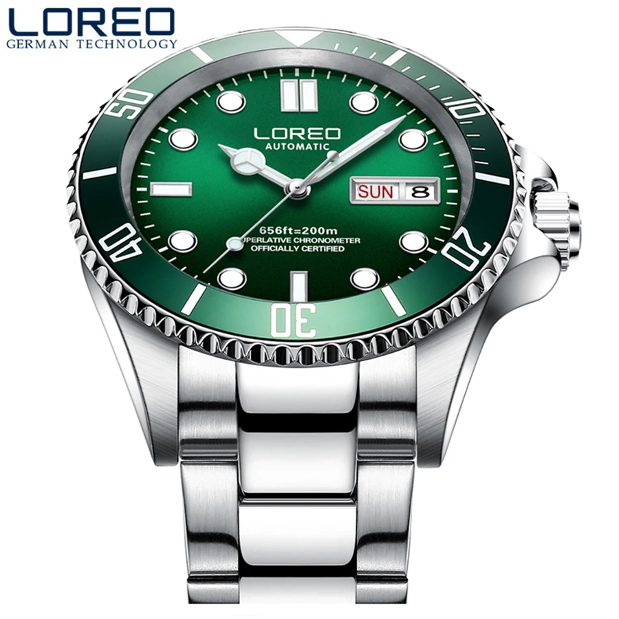 Meilleur Sous marinier 200 M Top Marque De Luxe Date Robe en acier Plein Montres Étanche Homme D affaires Décontractée Mouette Automatique Montre Mécanique