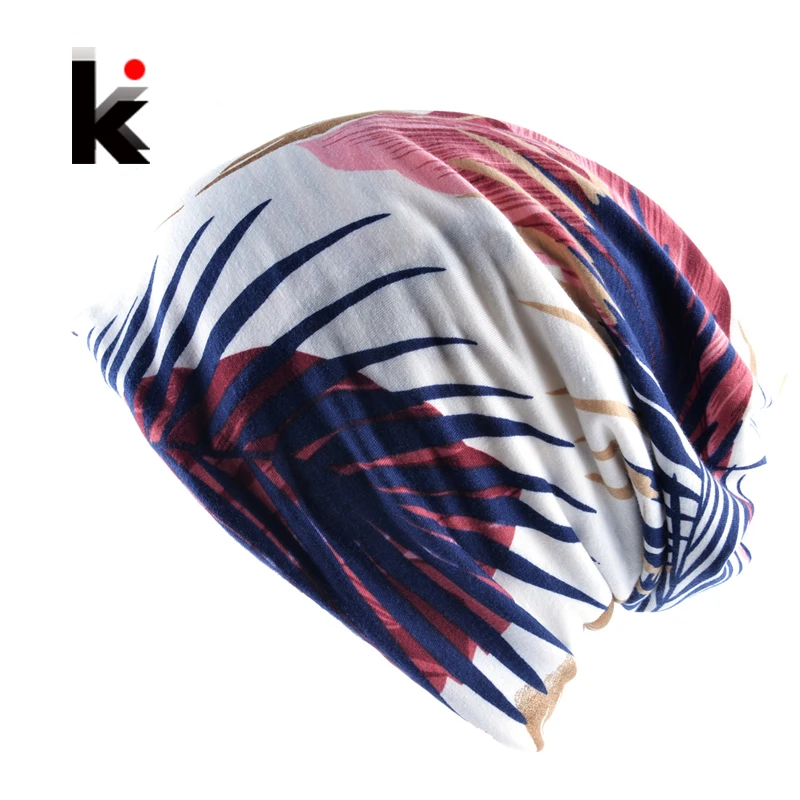 

Spring And Autumn Turban Hats for Women Beanies Muffler Scarf Dual-Use Cap For Men Fashion Casual Soft Print Unisex Bonnets