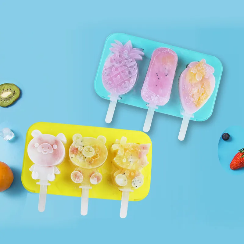 

TTLIFE Cartoon Ice Cream Mold Makers Animal Silicone Thick Material DIY Molds Ice Cube Moulds Dessert Molds Tray With Popsicle