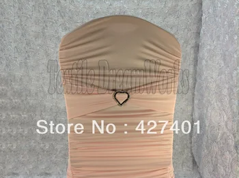 

Hot Sale Baby Pink Spandex Bands / Lycra Band /Chair Covers Sash With Heart Shape Diamond Buckle For Wedding & Banquet