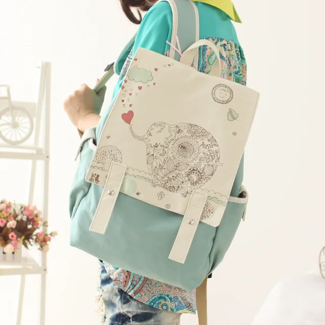 Japan and Korea Style Women Canvas Backpack School bag For Girls Ladies