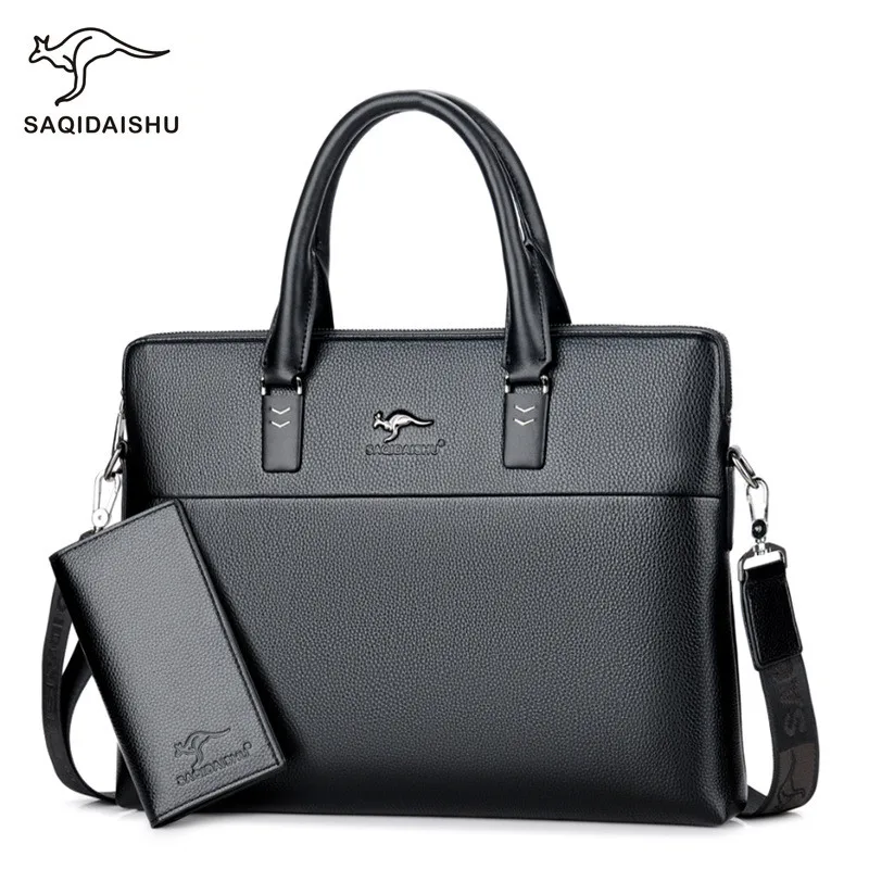 

HNXZXB Handbags Kangaroo men's fashionable leisure bag handbag business men's leather bag slanting shoulder bag briefcase
