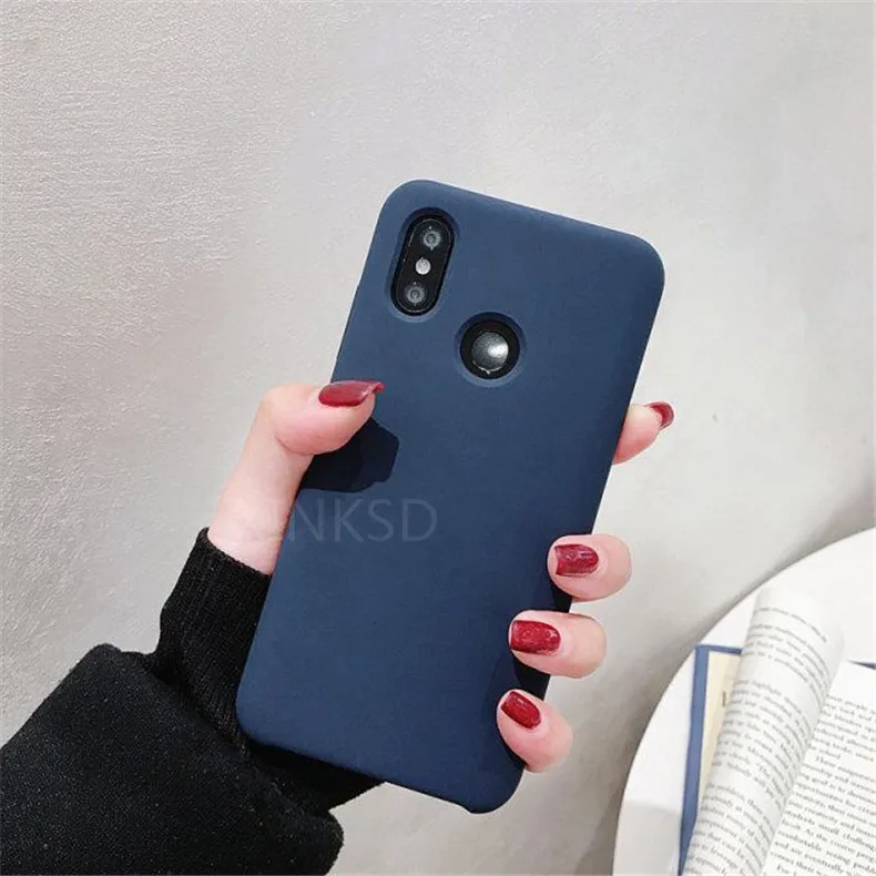 Жидкий силиконовый чехол для Xiao mi Red mi Note 6 5 Pro 6A mi 8 mi 8 A2 lite SE 6X6 MAX 3 mi X 2 2S Note 3 Мягкий ТПУ Bak чехол - Цвет: Тёмно-синий