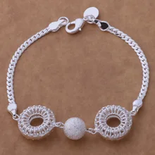 Модный серебряный браслет-цепочка, ювелирное украшение, полый круглый и маленький шаровой браслет AB198