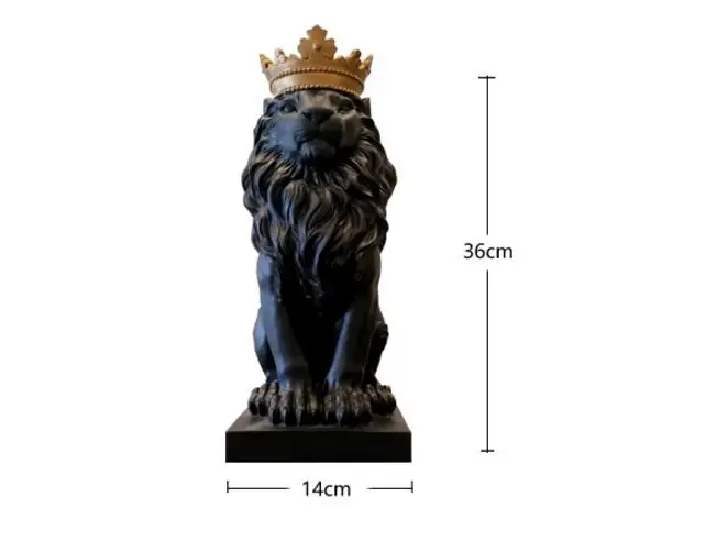 Online Corona negra estatua de León decoraciones artesanales adornos navideños para el hogar escultura accesorios de decoración del hogar