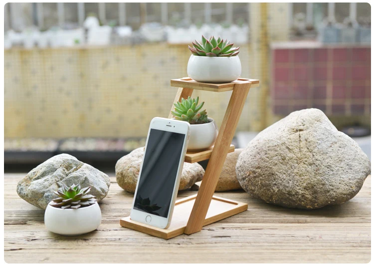 JAROWN Simulation Succulent Plant Ceramic Small Flower Pot Creative Bamboo Frame Bonsai Home Decoration Wedding Decor (9)
