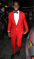 Индивидуальный заказ Красный Жених мужской костюм Slim Fit 2 шт. Костюмы Тощий стильный смокинг жениха Пром вечерние Костюмы Для мужчин