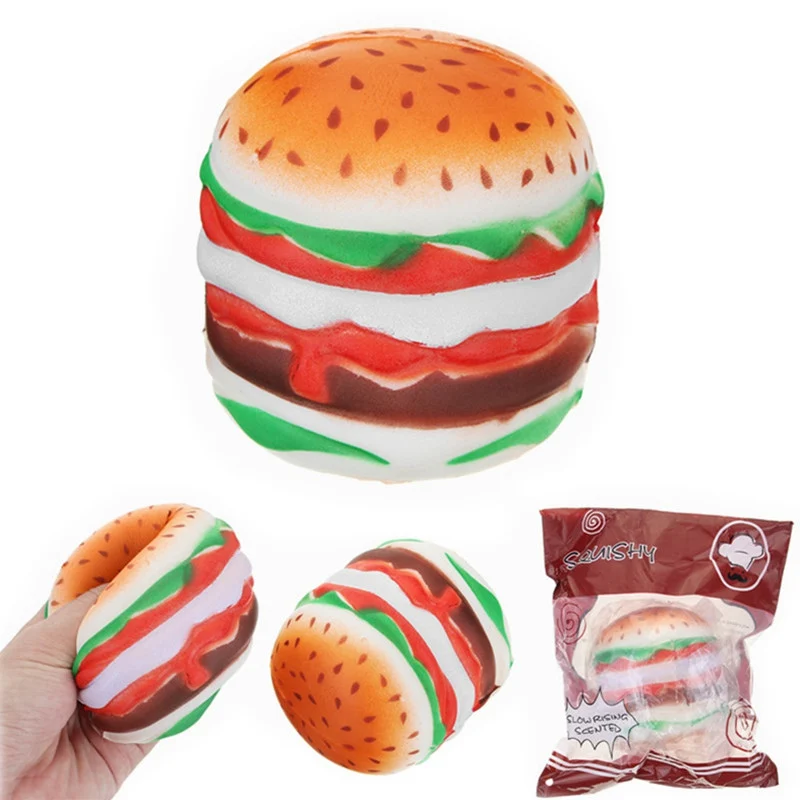 

YunXin For Squishy Hamburger Burger 9cm Slow Rising With Packaging Bread Collection Gift Decor Toy Phone Straps