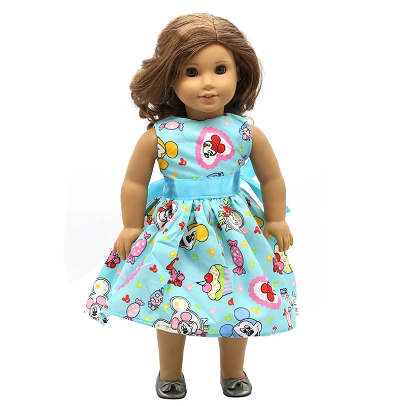 Doll Accessories American Girl Dolls Clothes 15 Style Cute Cartoon Logo Print Dress for 16 18