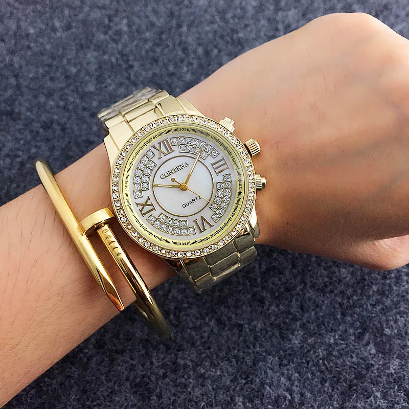 Бренд CONTENA женские часы серебристого цвета из нержавеющей стали ремешок модные женские часы женские наручные часы relogio feminino