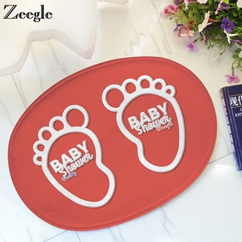 

Zeegle Footprints Doormat Oval Entarnce Mats Outdoor Rugs Absorbent Shower Room Foot Mat Kids Bedroom Carpet Bathroom Floor Rugs