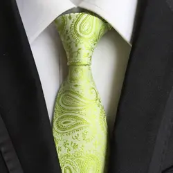 Стильный дизайн шеи связей 8 см классический формальный зеленый Paisely галстук высшего качества Модные Господа тканые Gravata для взрослых w18