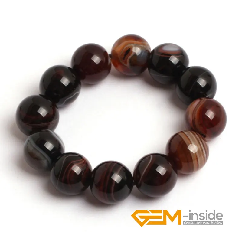 

Natural Sardonyx agat Bracelet: 4mm To 18mm Natural Stone Beads Bracelet DIY Bracelet Elastic Rope For Women Free Shipping