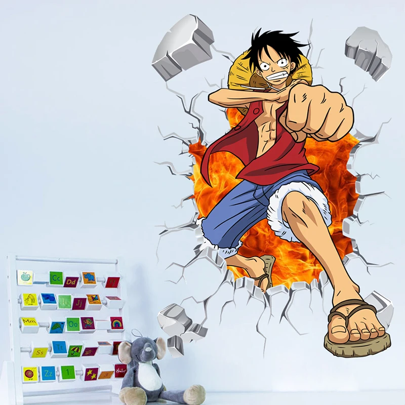One Piece Anime Comic Luffy Break Wall Stickers 3D Window Home Living Room Fashion Decorations For Nursery Room Pvc Mural Decals One Piece Anime Comic Luffy Break Wall Stickers 3D Window Home Living Room Fashion Decorations For Nursery Room Pvc Mural Decals